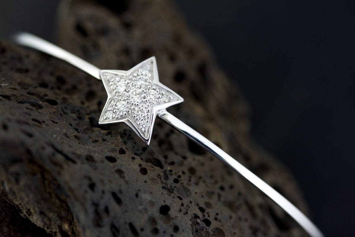 Bracelet "Star". Or gris, diamants